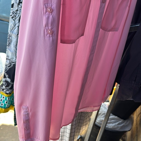 Express Pink Sheer Button Down Shirt XL - Picture 4 of 5